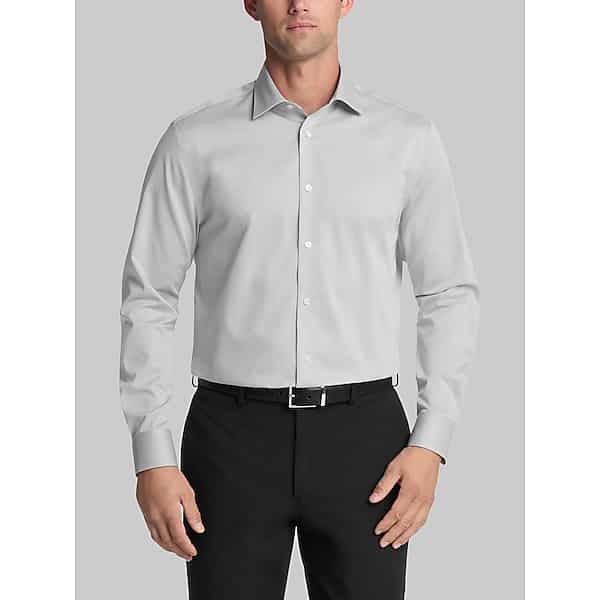 Calvin Klein Men's Classic Fit 100% Cotton Herringbone Dress Shirt Gray - Size: 16 1/2 34/35 TMW5BGR65503