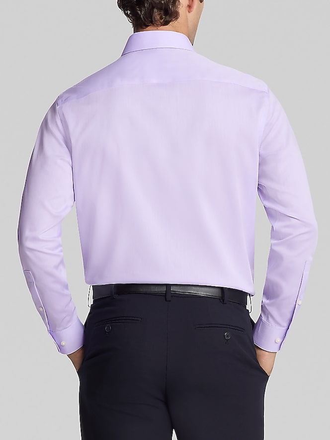 Calvin Klein Classic Fit 100% Cotton Herringbone Dress Shirt, Lilac - Image 2 of 3