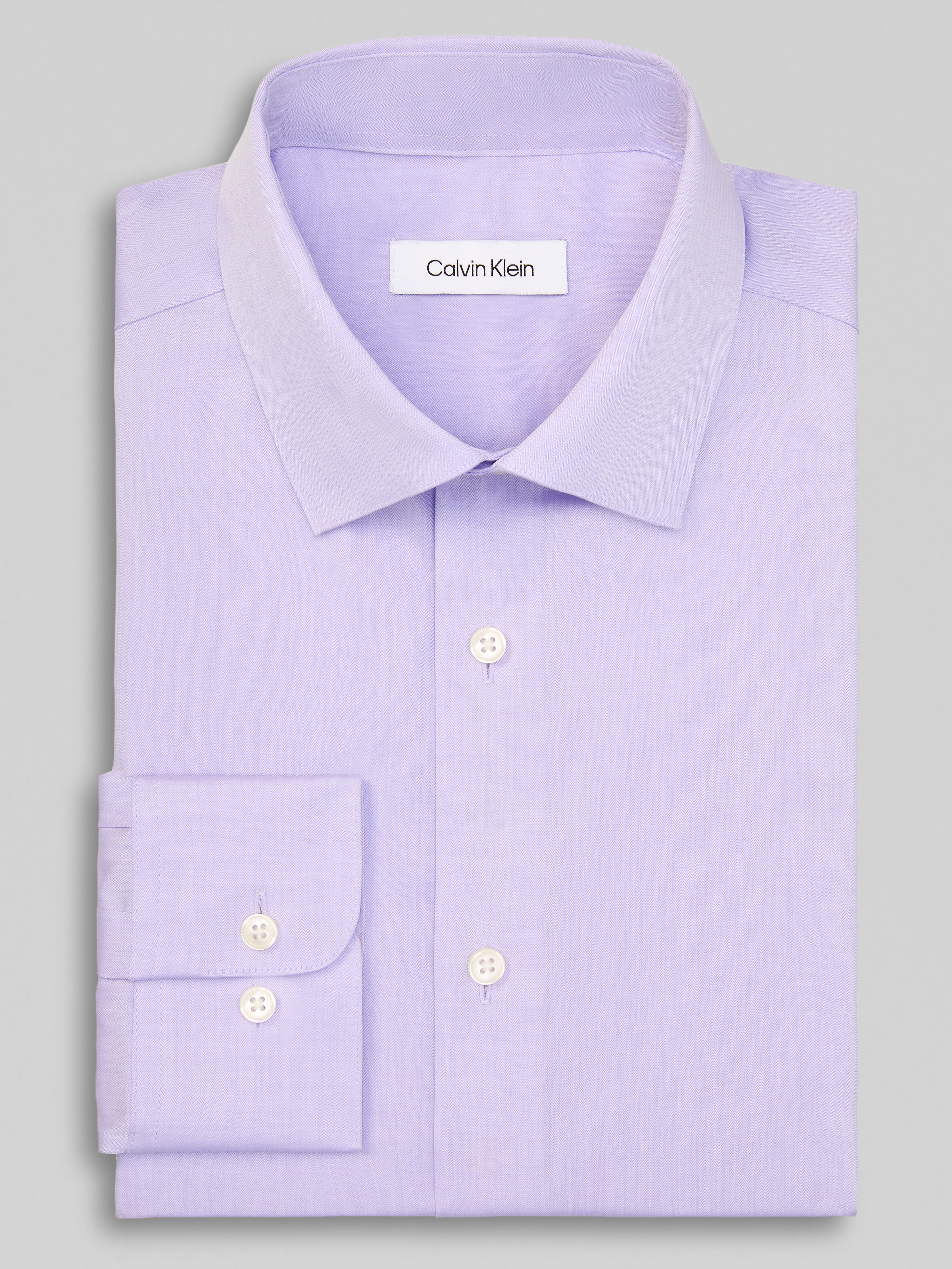 Classic Fit 100% Cotton Herringbone Dress Shirt
