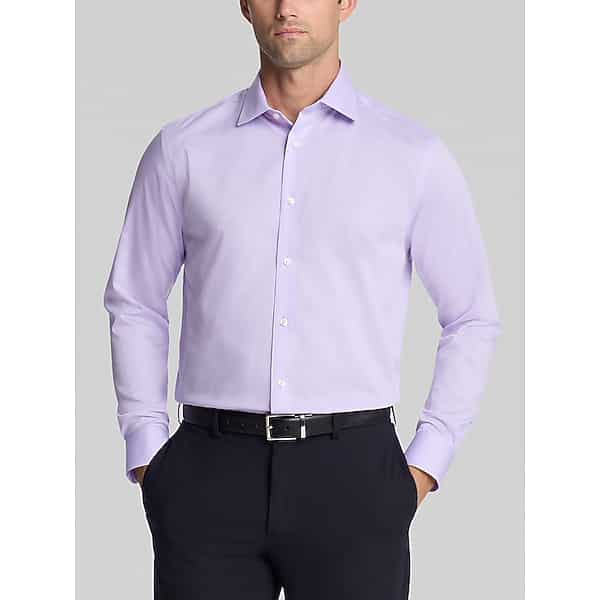 Calvin Klein Men's Classic Fit 100% Cotton Herringbone Dress Shirt Lilac - Size: 15 1/2 32/33 TMW5BGR55313
