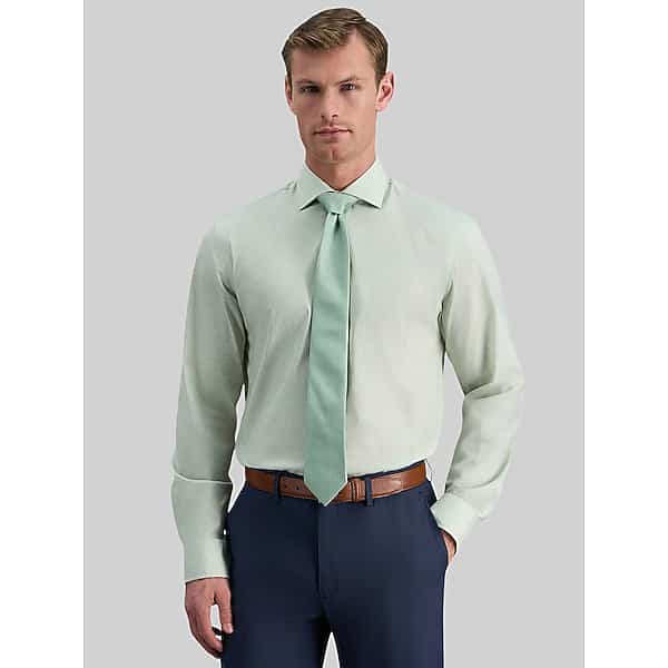 Haggar Men's Slim Fit Floral Dress Shirt Lt Green Check - Size: 17 32/33