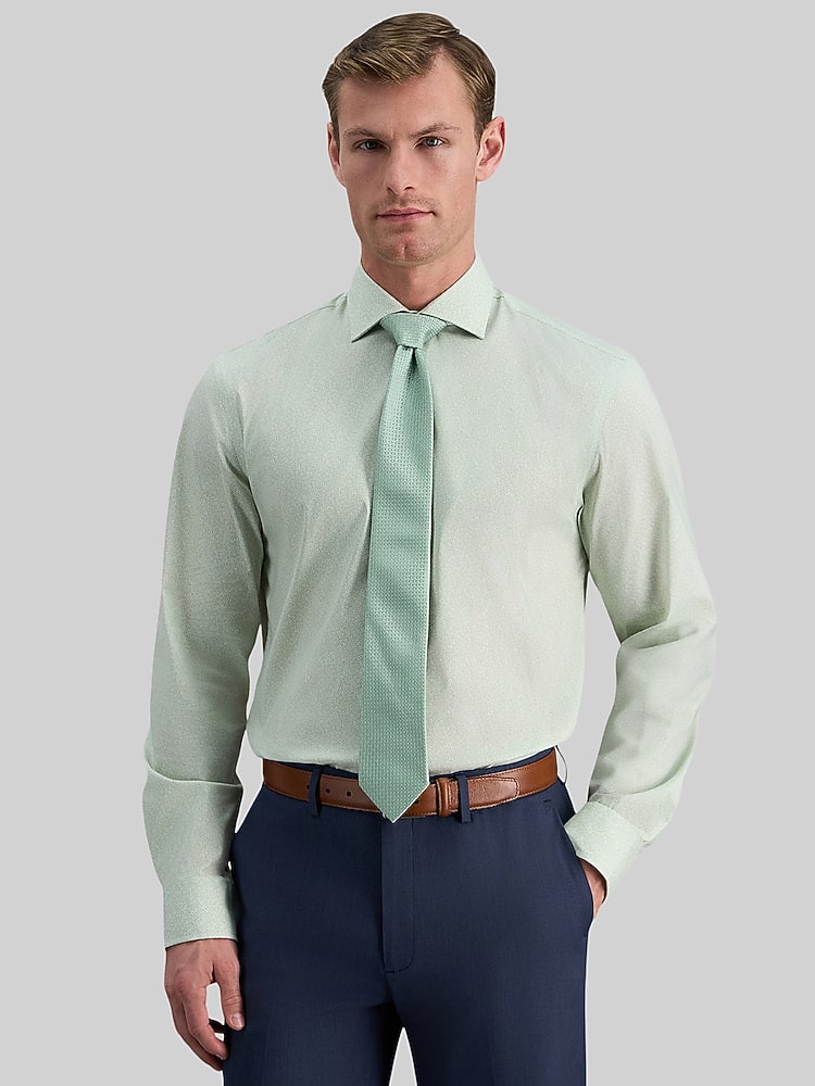 men's slim fit green dress shirt Haggar Neat Shirt, Lt Check green dress shirt with suit