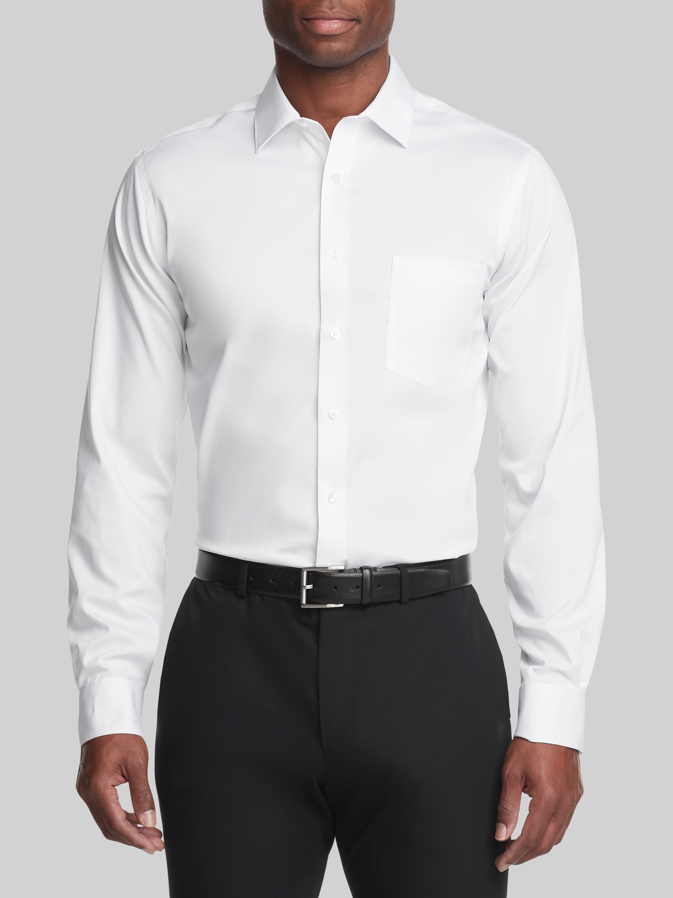 Van Heusen Classic Fit Solid Dress Shirt, White | Men's Wearhouse