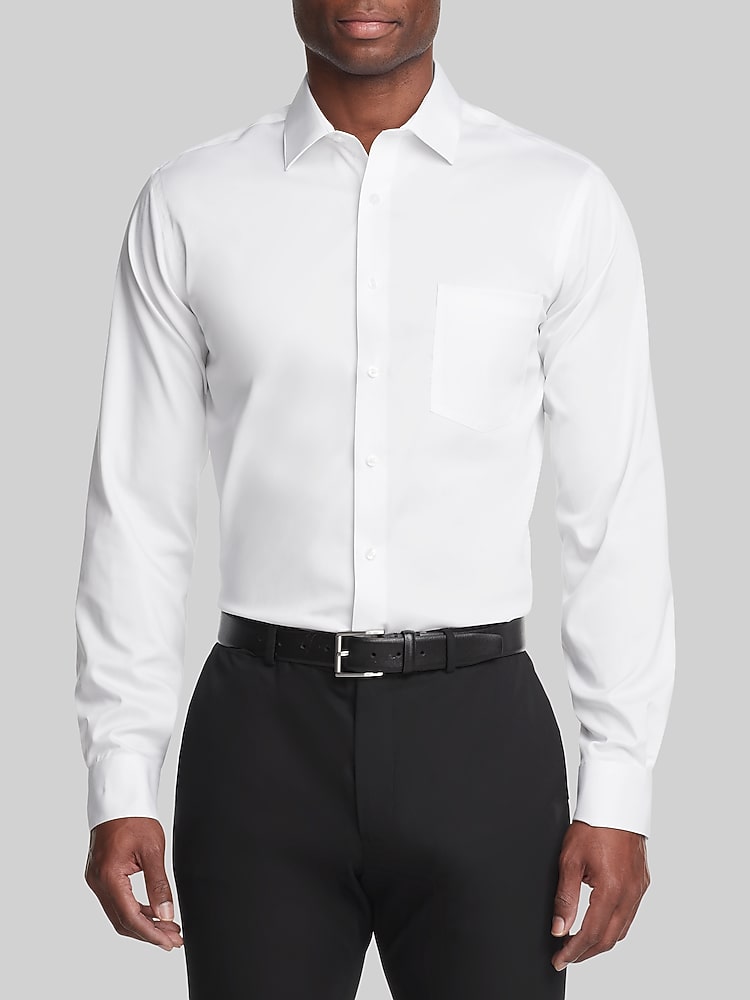 green emerald velvet dress Van Heusen Big & Tall Fit FLEX Stretch Wrinkle Free Print Dress Shirt In  White main image 1