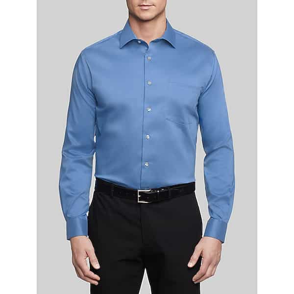 Van Heusen Men's Classic Fit Ultra Wrinkle-Free Stretch Dress Shirt Lt Blue - Size: 14 34/35