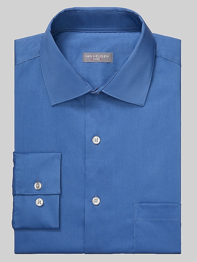 Van Heusen Classic Fit Ultra Wrinkle-Free Stretch Dress Shirt, Blue - Image 3 of 3