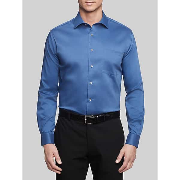 Van Heusen Big & Tall Men's Classic Fit Ultra Wrinkle-Free Stretch Dress Shirt Blue - Size: 18 1/2 34/35 TMW5BH285551