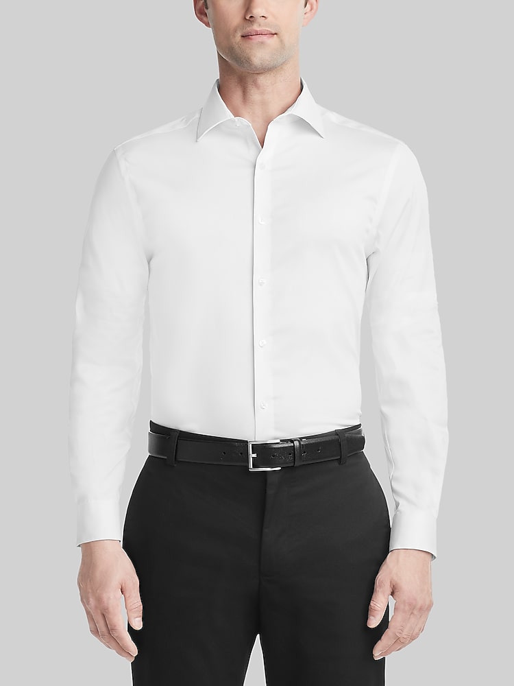 Van Heusen Slim Fit Solid Dress Shirt, White | Men's Wearhouse