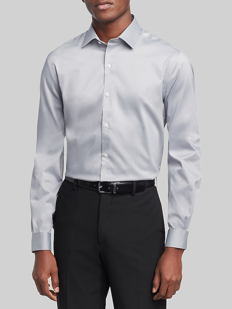 slim fit dress slacks Van Heusen Men's Leaf Short Sleeve Shirt in Blue, XL main image 0