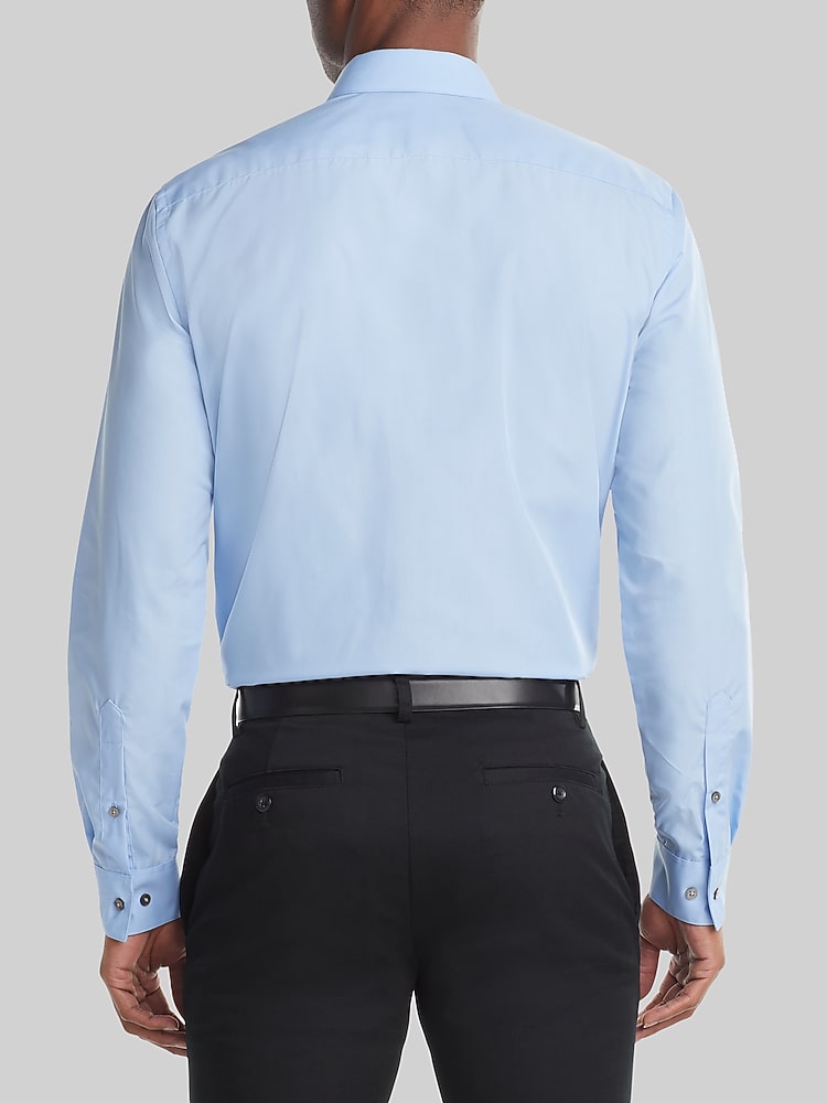 van heusen men's fitted poplin dress shirt Van Heusen Mens Fitted Lux Sateen Solid Dress Shirt, Size Large – Vanessa  Jane main image 0