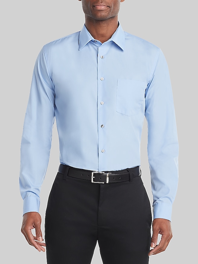 Van Heusen Men's Classic Fit Solid Poplin Dress Shirt , Cameo Blue