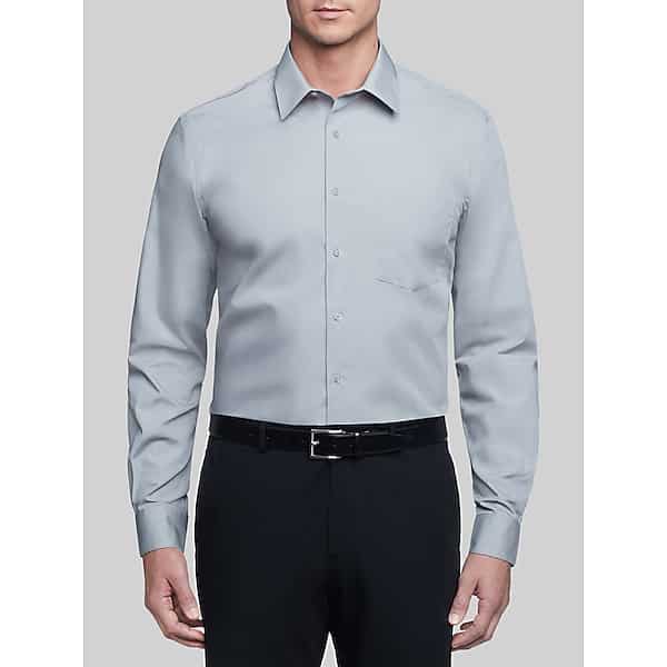 Van Heusen Men's Classic Fit Solid Poplin Dress Shirt Gray - Size: 15 1/2 34/35