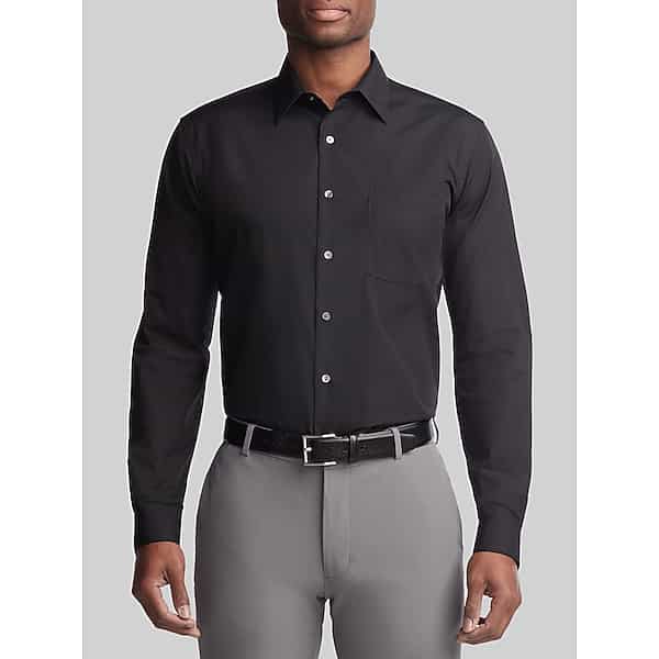 Van Heusen Men's Classic Fit Solid Poplin Dress Shirt Black - Size: 17 36/37