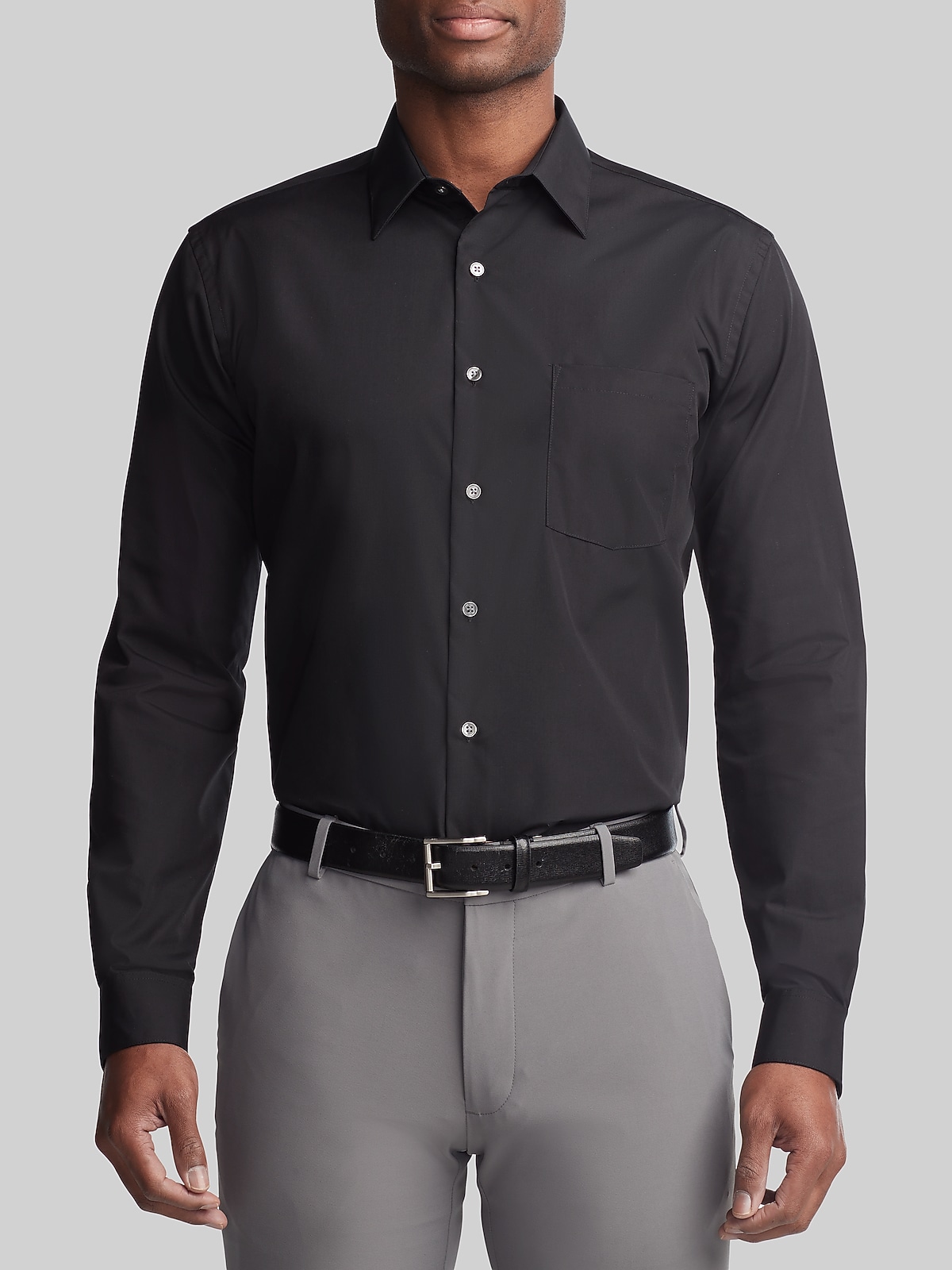 Van Heusen Classic Fit Solid Dress Shirt, Black | Men's Wearhouse