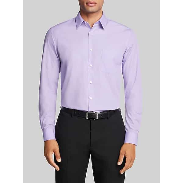 Van Heusen Men's Classic Fit Solid Poplin Dress Shirt Lavender - Size: 17 1/2 34/35 TMW5BH375513