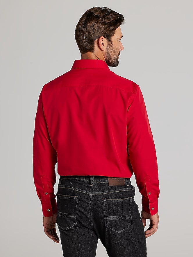 Van Heusen Classic Fit Solid Poplin Dress Shirt, Red - Image 3 of 6