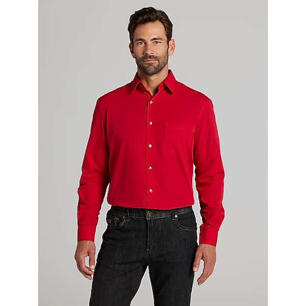 Van Heusen Men's Classic Fit Solid Poplin Dress Shirt Red - Size: 17 32/33 TMW5BH370316