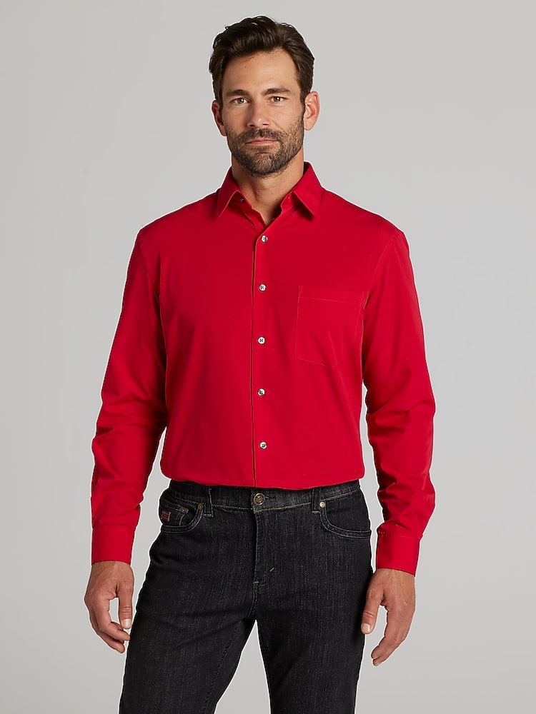 Van Heusen Classic Fit Solid Dress Shirt, Red | Men's Wearhouse
