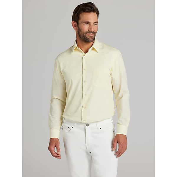 Van Heusen Men's Classic Fit Solid Poplin Dress Shirt Yellow - Size: 15 1/2 34/35 TMW5BH355521