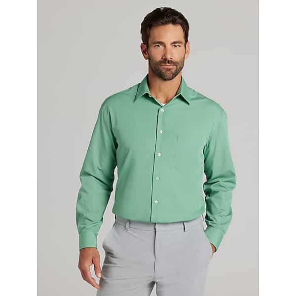 Van Heusen Men's Classic Fit Solid Poplin Dress Shirt Lt Green - Size: 15 1/2 32/33 TMW5BH355337
