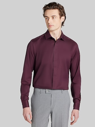 Burgundy Slim Fit Designer Dress Shirts