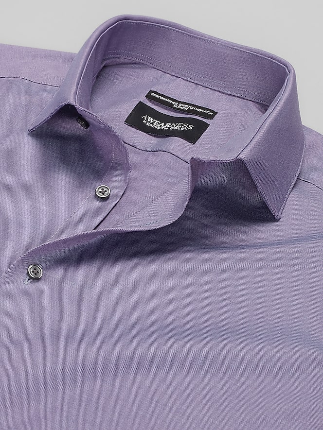 Awearness Kenneth Cole Slim Fit Sharkskin Dress Shirt