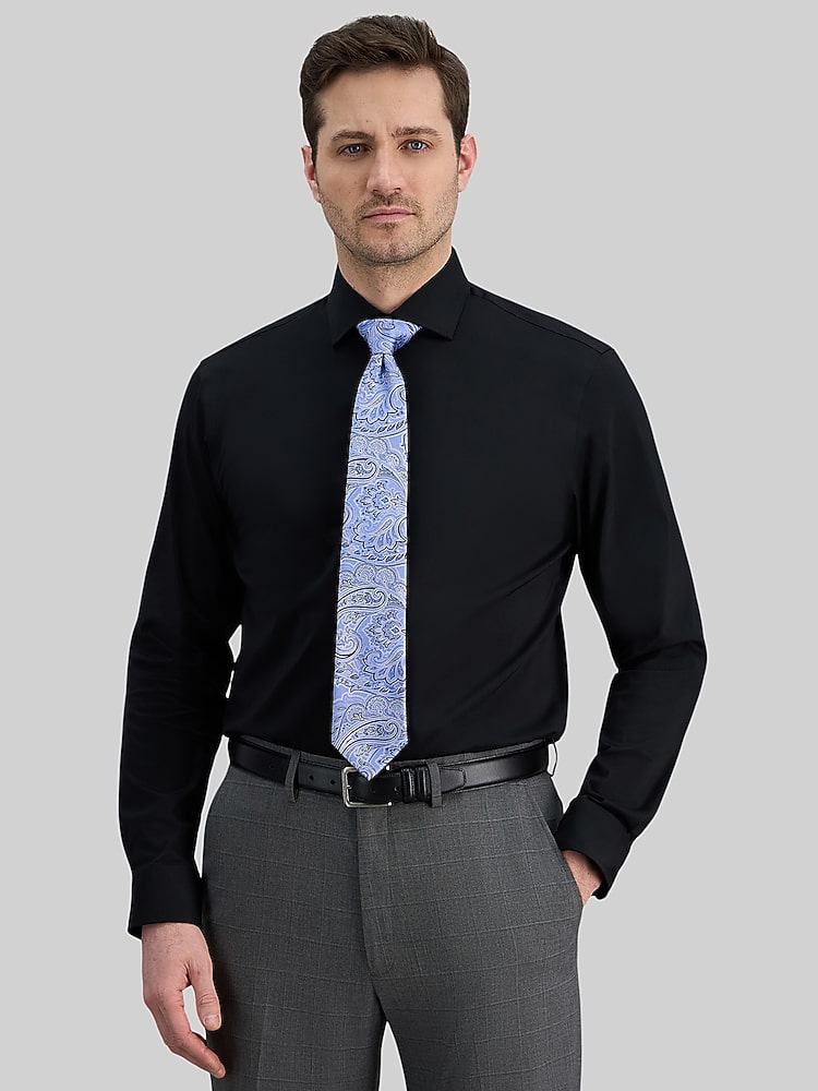 Haggar Classic Fit Solid Dress Shirt, Black Solid