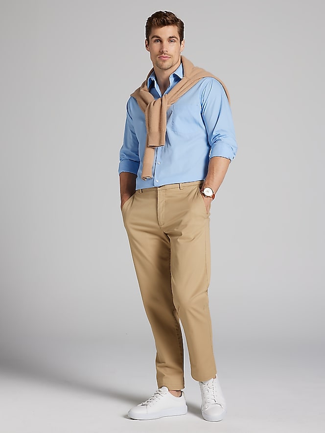 Van Heusen Athletic Fit Solid Poplin Dress Shirt