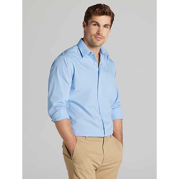 Van Heusen Men's Athletic Fit Solid Poplin Dress Shirt Cameo Blue - Size: 15 1/2 34/35
