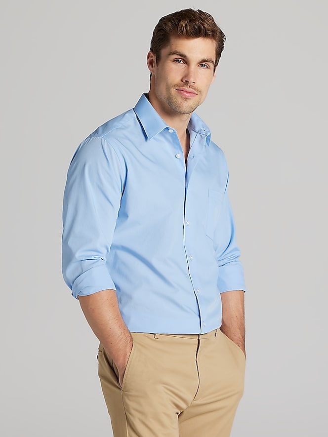Van Heusen Athletic Fit Solid Poplin Dress Shirt