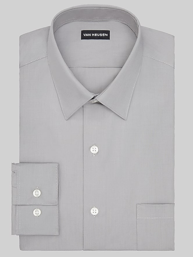 Van Heusen Athletic Fit Solid Poplin Dress Shirt
