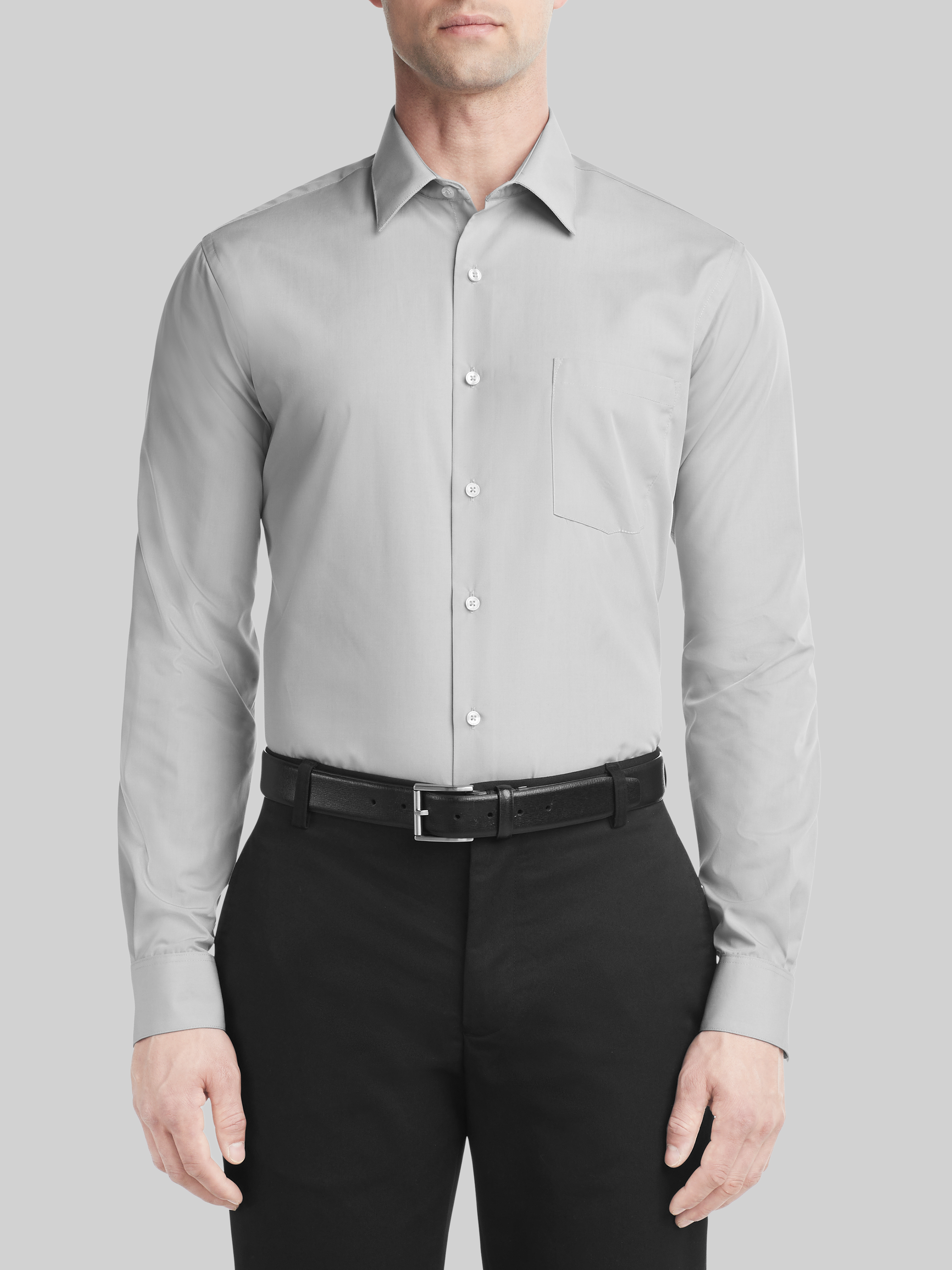 Van Heusen Athletic Fit Solid Poplin Dress Shirt, Gray | Dress Shirts |  Men's Wearhouse
