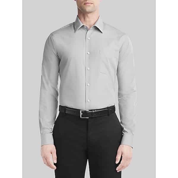 Van Heusen Men's Athletic Fit Solid Poplin Dress Shirt Gray - Size: 17 34/35