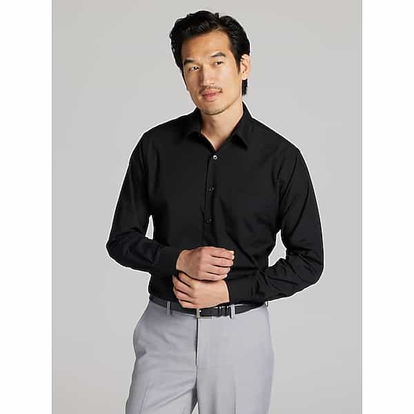 Van Heusen Men's Athletic Fit Solid Poplin Dress Shirt Black - Size: 17 36/37 TMW5BJ670708