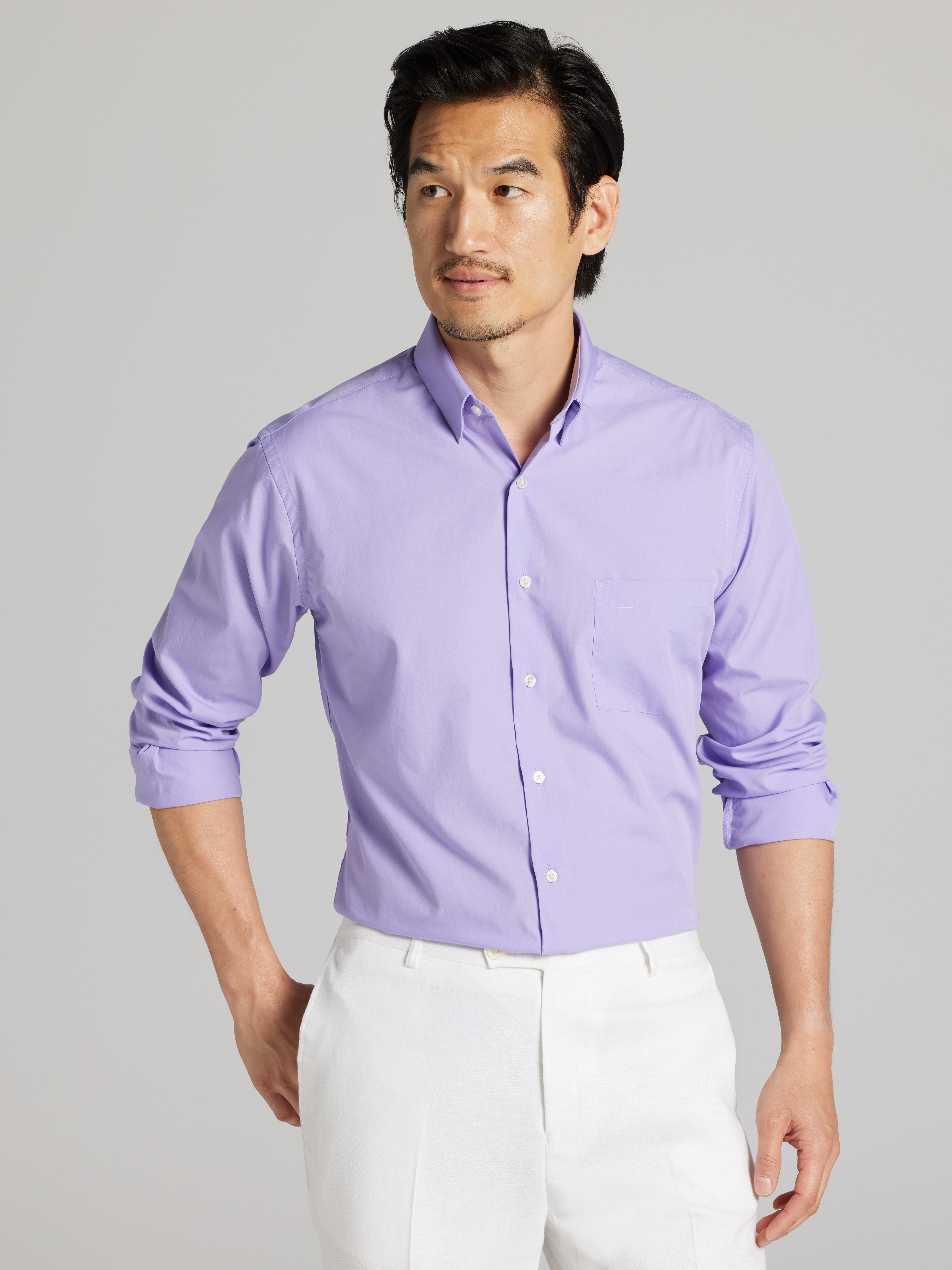 men's lavender dress shirt for wedding goTIELESS Ultimate Dress Shirt (Lavender) Standard / S