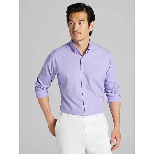Van Heusen Men's Athletic Fit Solid Poplin Dress Shirt Lavender - Size: 16 1/2 32/33 TMW5BJ665313