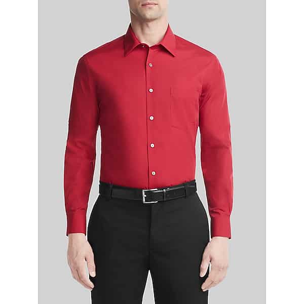 Van Heusen Men's Athletic Fit Solid Poplin Dress Shirt Red - Size: 15 1/2 32/33