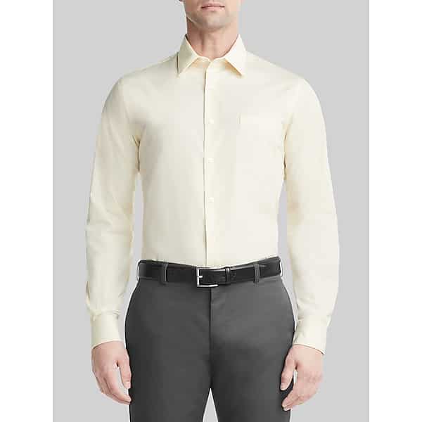Van Heusen Men's Athletic Fit Solid Poplin Dress Shirt Yellow - Size: 17 1/2 36/37