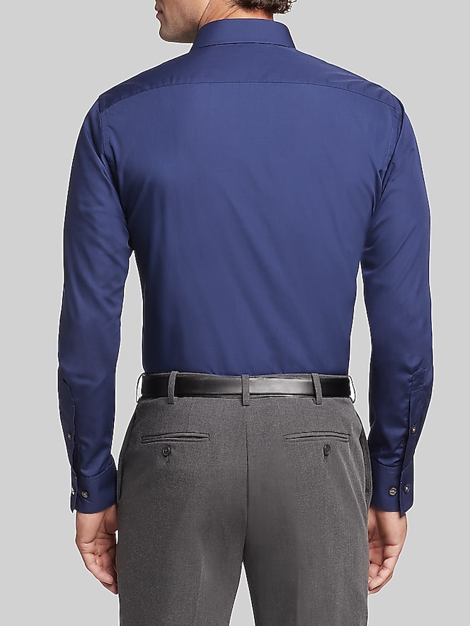 Van Heusen Athletic Solid Dress Shirt, Navy - Blue | Men's Wearhouse
