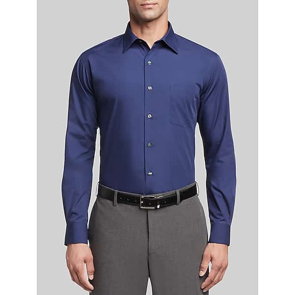 Van Heusen Men's Athletic Fit Solid Poplin Dress Shirt Navy - Size: 18 34/35 TMW5BJ680531