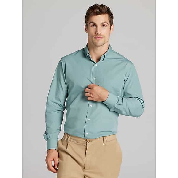 Van Heusen Men's Athletic Fit Solid Poplin Dress Shirt Blue - Size: 18 1/2 34/35 TMW5BJ685551