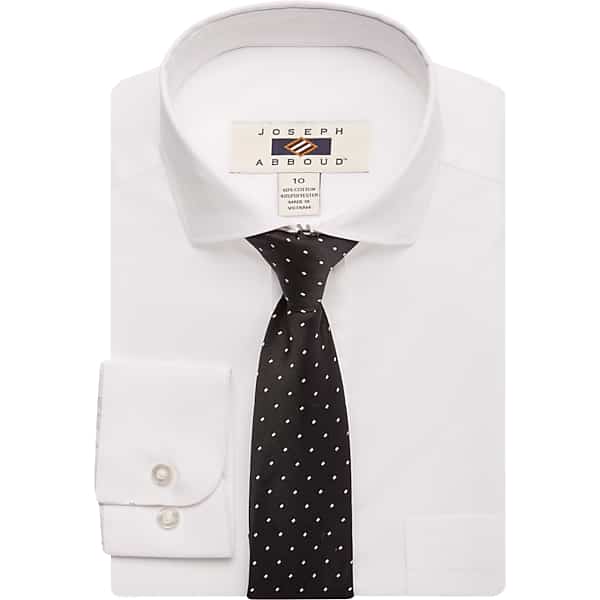 Joseph Abboud Boys Dress Shirt and Tie Combo in White Solid – Long Sleeve Formal Shirt Set, Size 10