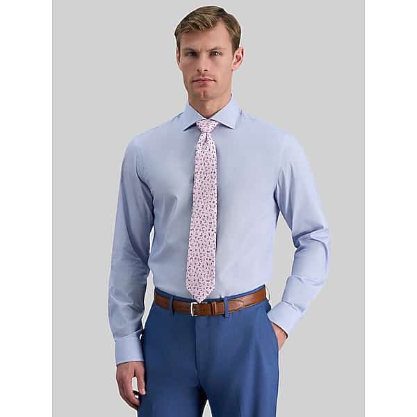 Haggar Men's Slim Fit Check Dress Shirt Light Blue Check - Size: 18 34/35