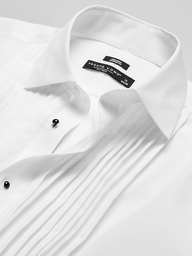 Pronto Uomo Modern Fit Pleated Front Formal Dress Shirt