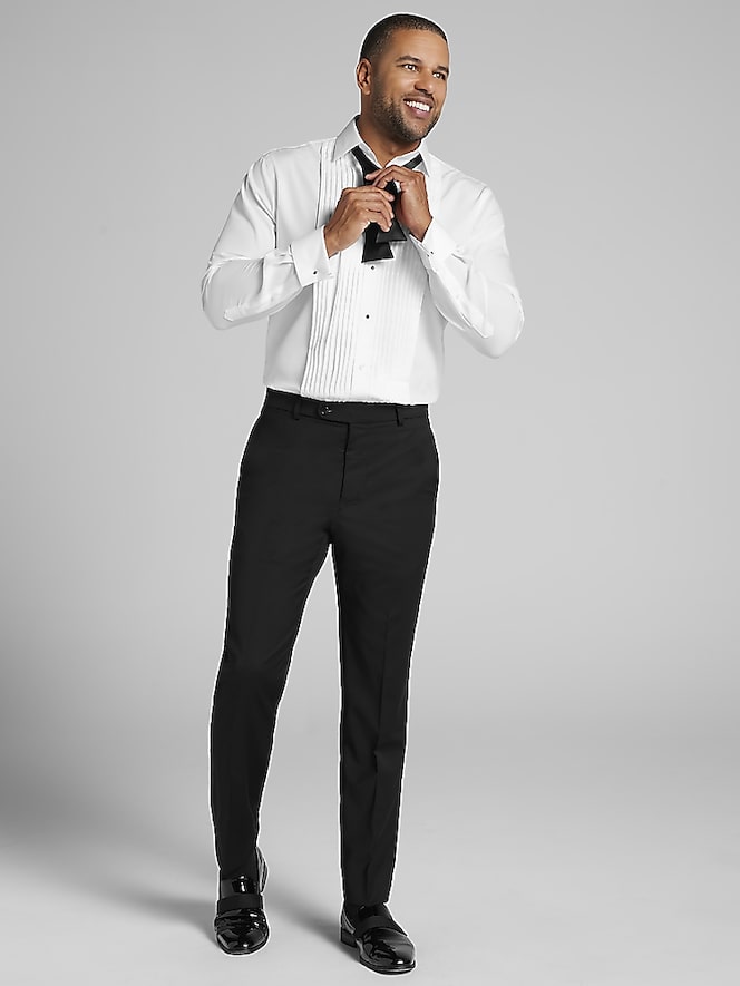 Pronto Uomo Modern Fit Pleated Front Formal Dress Shirt
