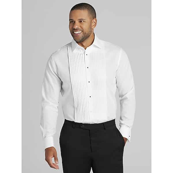 Pronto Uomo Big & Tall Men's Modern Fit Pleated Front Formal Dress Shirt White - Size: 20 36/37 - Only Available at Men's Wearhouse
