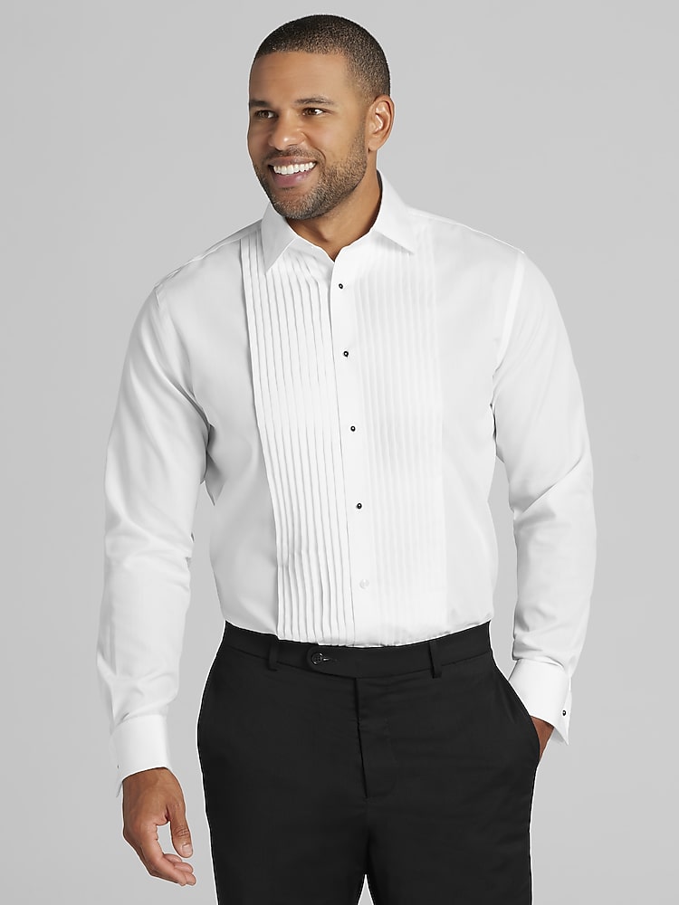 green emerald velvet dress Oskar Button-Up Dress Shirt for Tall Men in Bright White XL / Semi Tall / Bright White main image 1