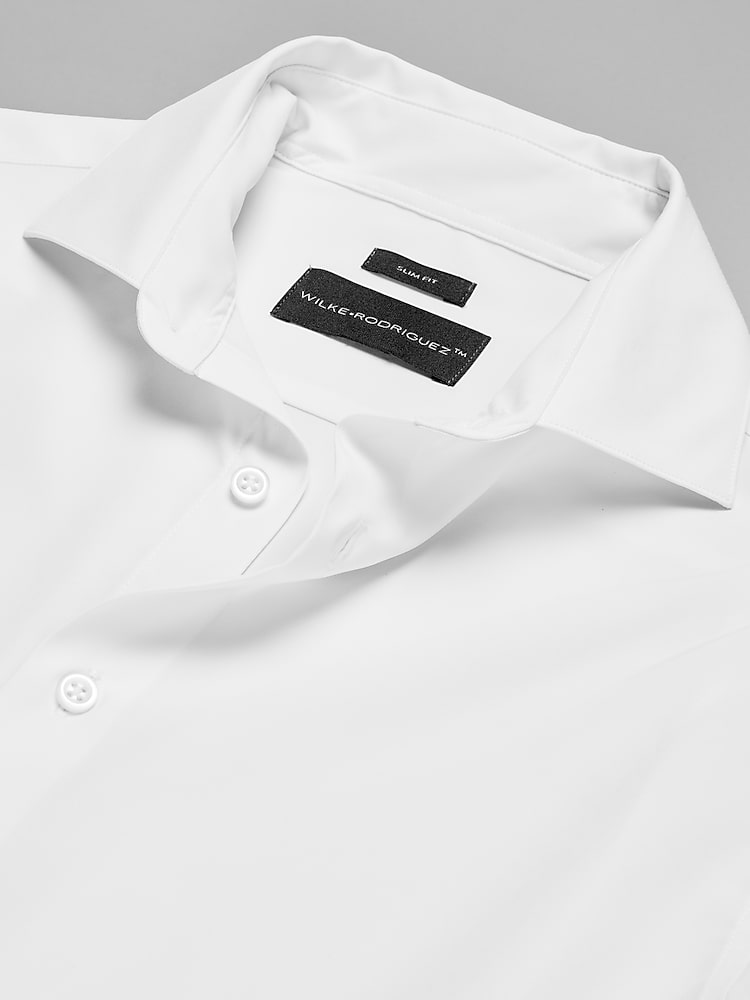 Wilke-Rodriguez Classic Fit 4-Way Stretch Dress Shirt in White  Long Sleeve Spread Collar Shirt, Size 17 34/35