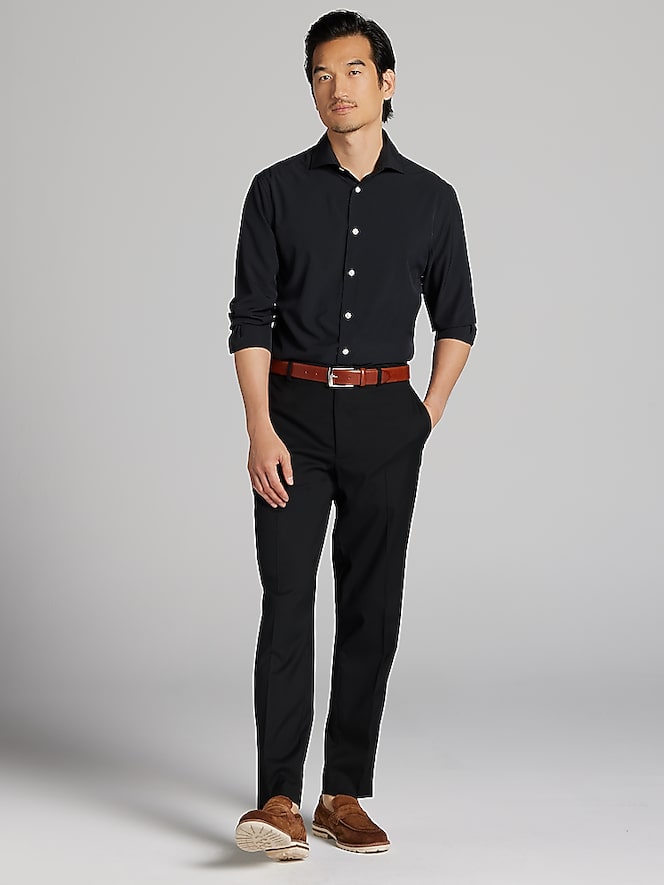 Wilke-Rodriguez Classic Fit 4-Way Stretch Dress Shirt, Black - Image 4 of 6