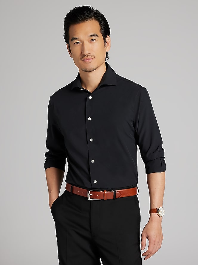 Wilke-Rodriguez Classic Fit 4-Way Stretch Dress Shirt, Black - Image 6 of 6